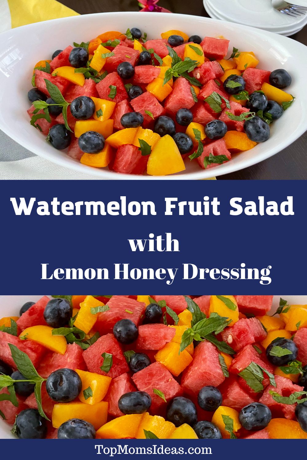 Watermelon Fruit Salad with Lemon Honey Dressing