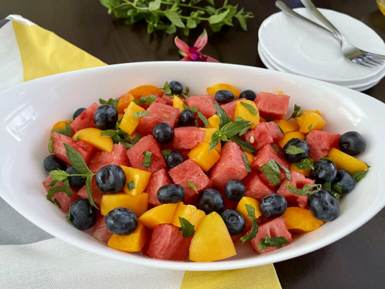 Watermelon Fruit Salad with Lemon Honey Dressing