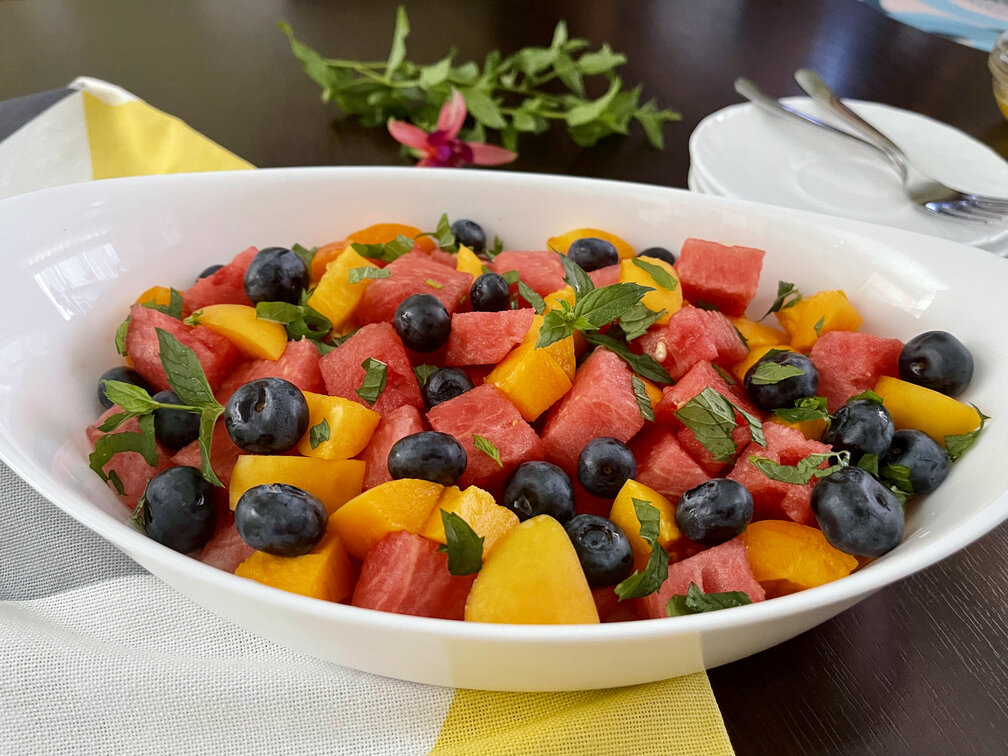 Watermelon Fruit Salad with Lemon Honey Dressing