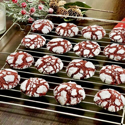 Red Velvet Crinkle Cookies