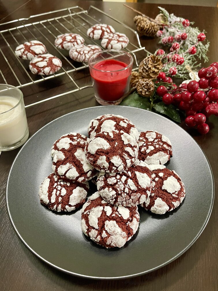 Red Velvet Crinkle Cookies