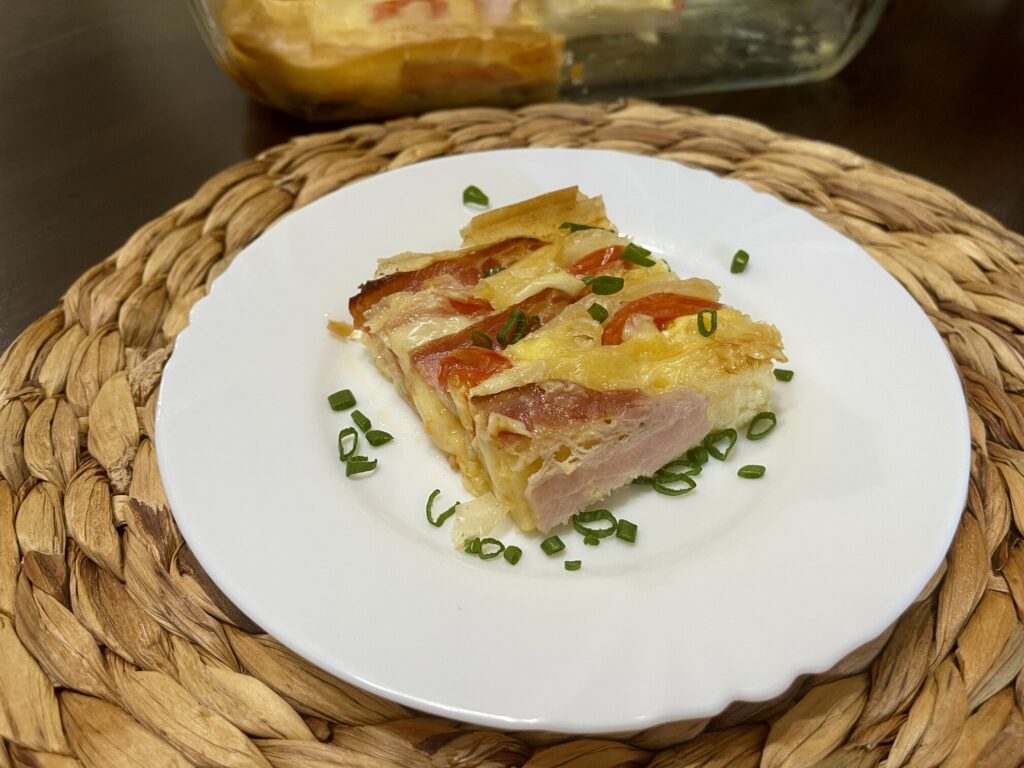Golden Filo Pie with Ham and Cheese