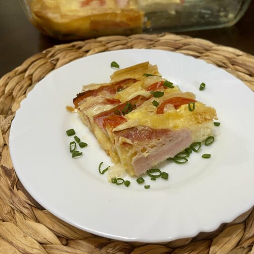 Golden Filo Pie with Ham and Cheese