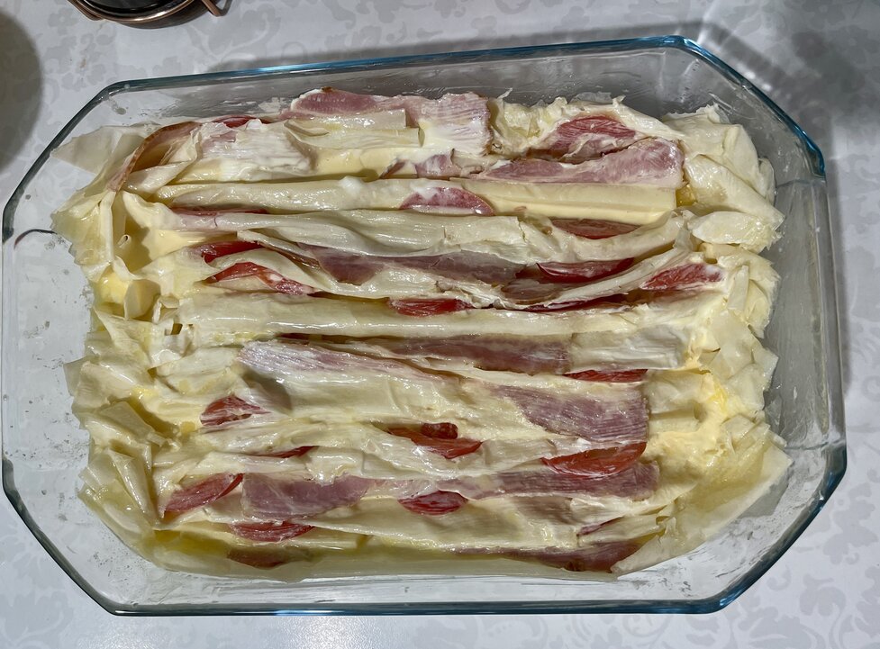 Golden Filo Pie with Ham and Cheese
