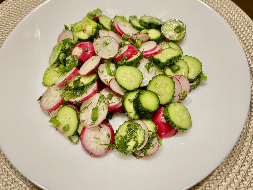 Healthy Spring Salad with Cucumbers and Radishes