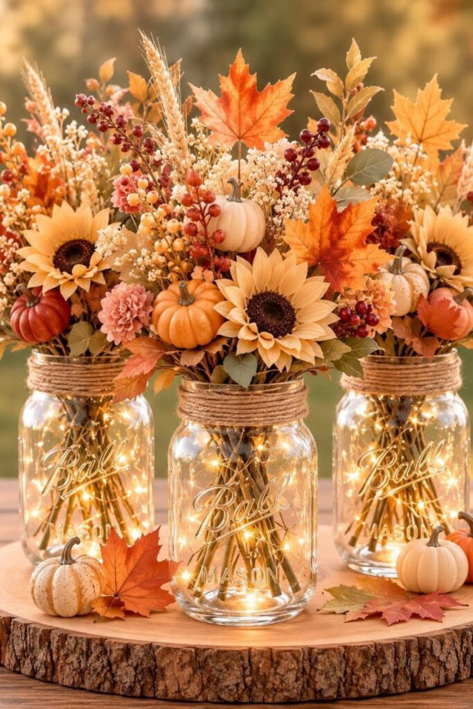 24 Fall Mason Jar Decoration Ideas